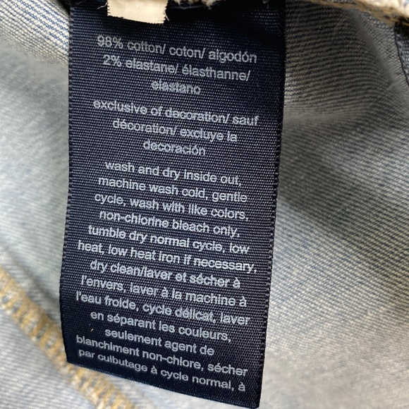 Tommy Cropped Oversized Raw Hem Light Wash Denim Jacket Size M - Picture 3 of 12